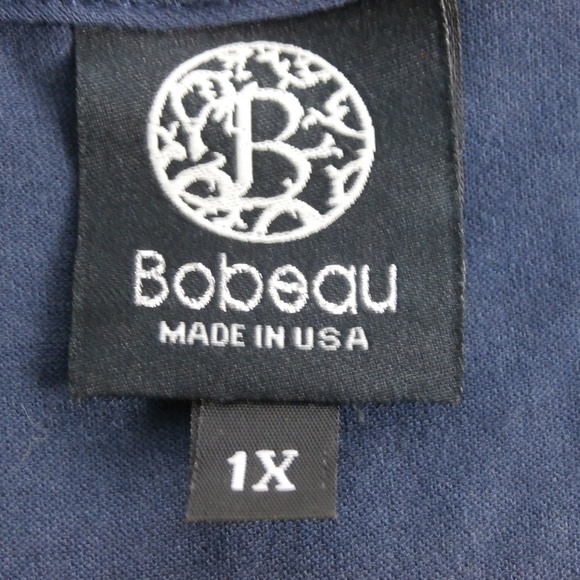 Bobeau Navy  tee Sheer pattern hi-low back 1X - Picture 5 of 6